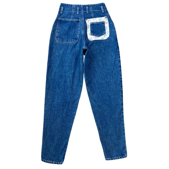 Vintage Best American Clothing Co. Denim Floral Pocket High Waisted Jeans (2) - Picture 3 of 14